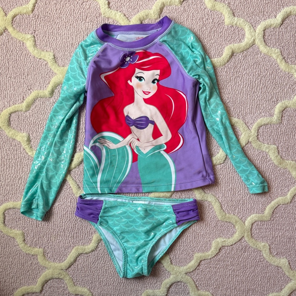 Disney Ariel Swim Rashguard Set - Purple and Teal